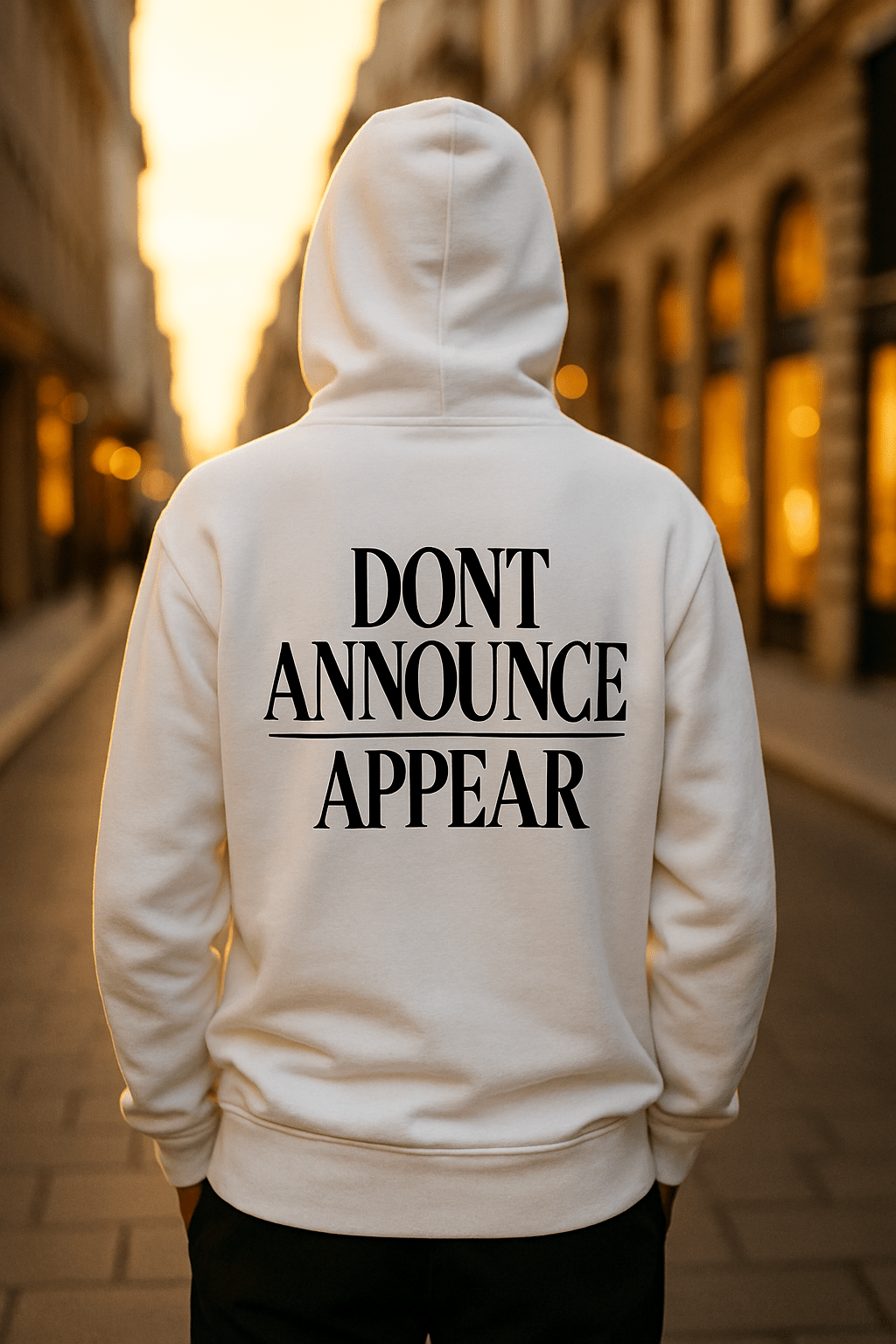 Don’t announce, appear. Hoodie - Maison Nowhere