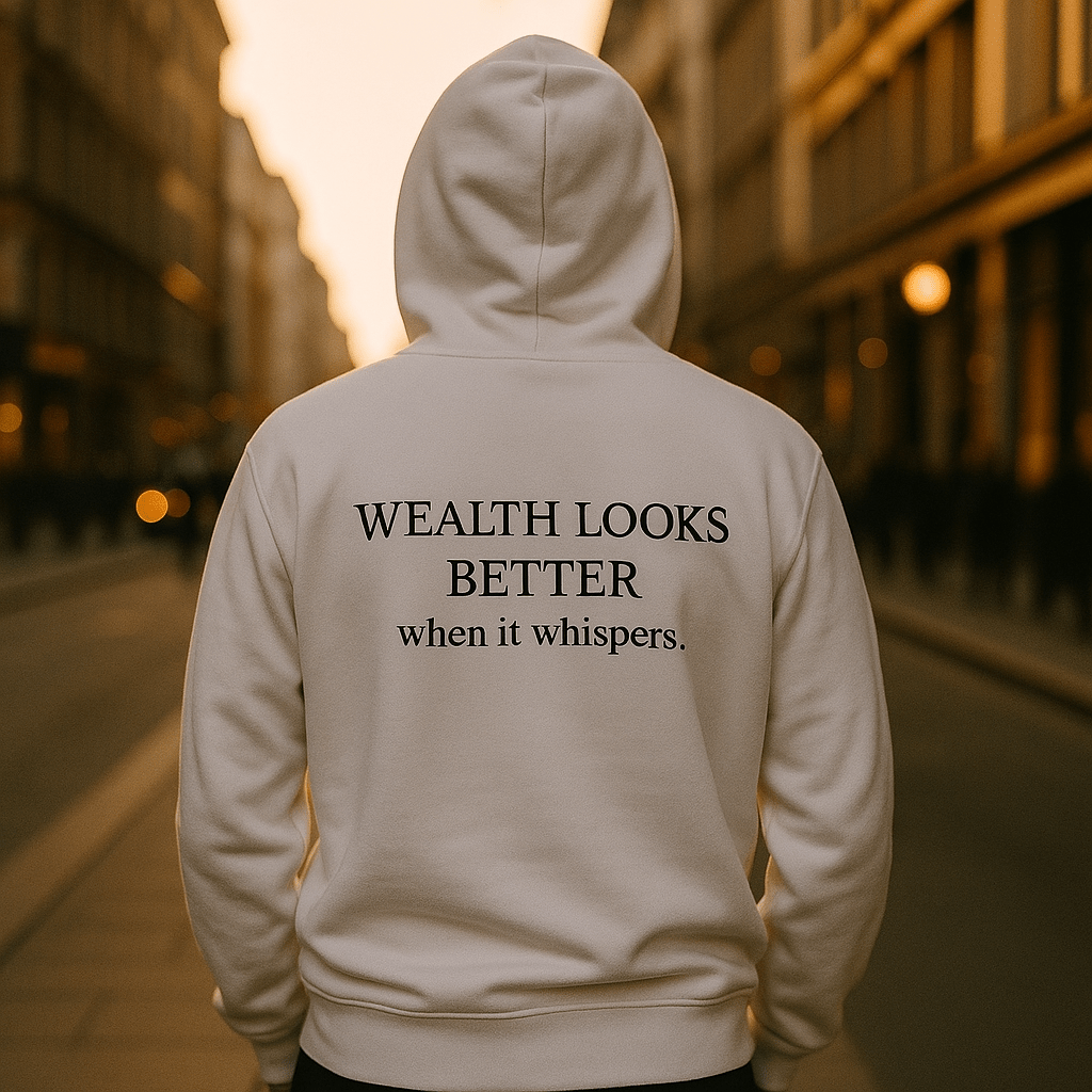 WEALTH LOOKS BETTER WHEN IT WHISPERS. Hoodie - Maison Nowhere